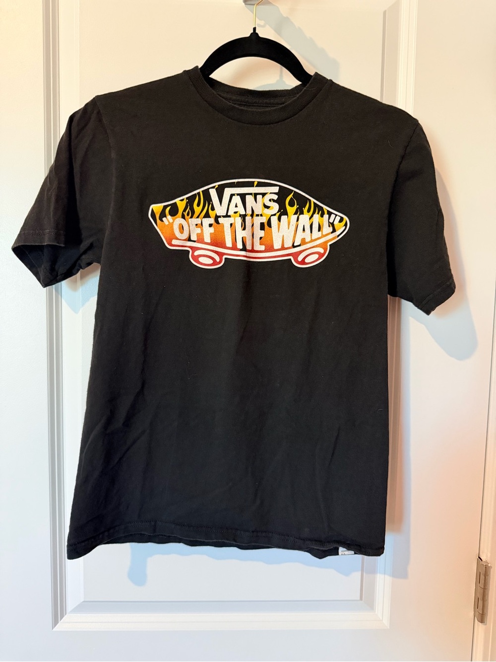 Vans Black 'Off The Wall' Flame Logo Tee
